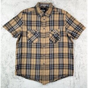 Not of This World NOTW Shirt Men's M Plaid Pearl Snap Western Embroidered Cross